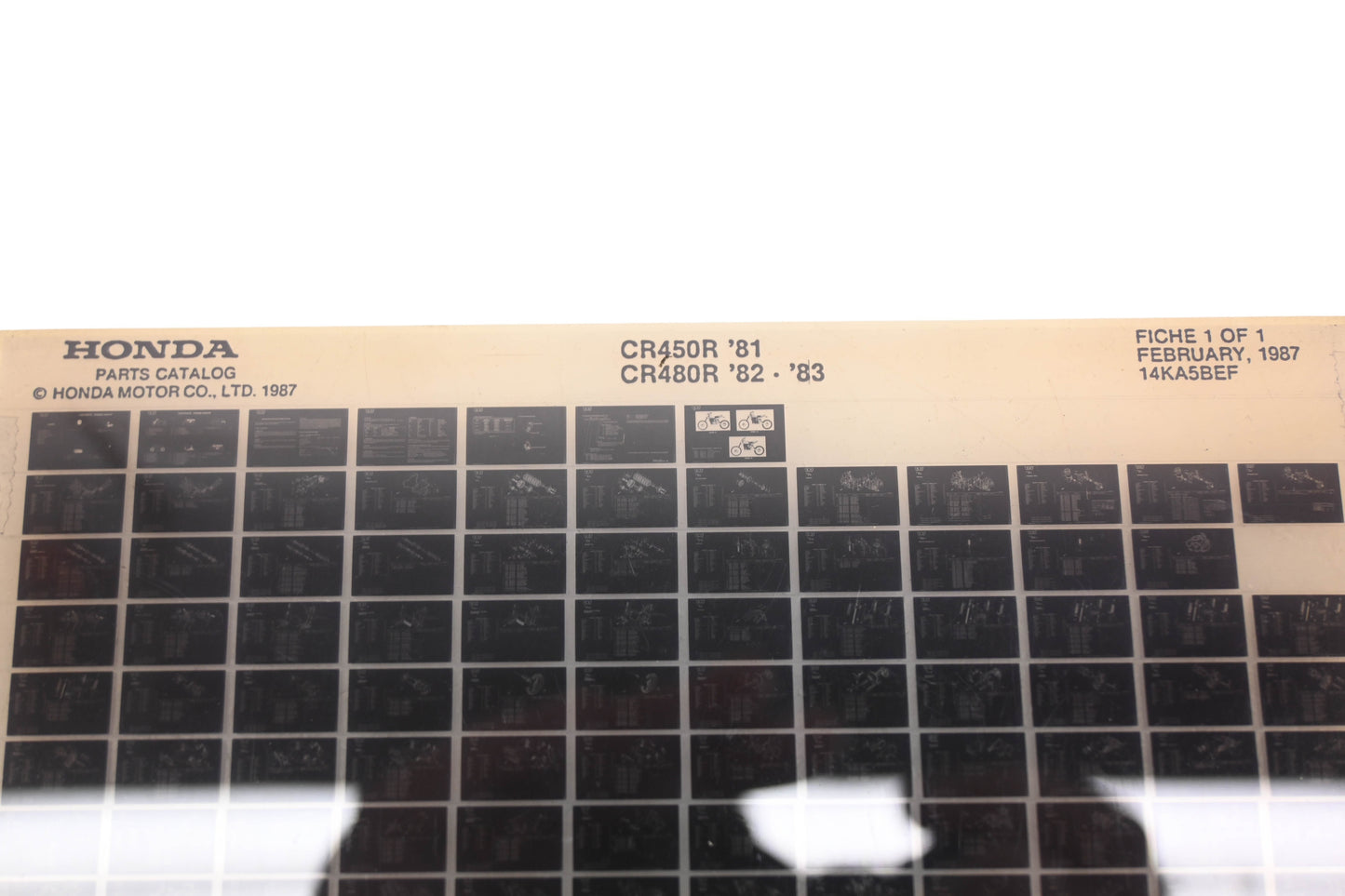 OEM Honda 14KA5BEF 1981 CR450R 1982-83 CR480R Parts List Microfiche Rev:2/1987