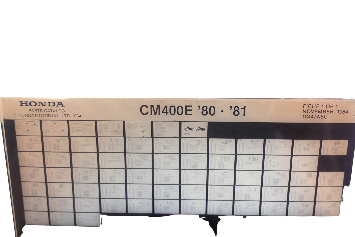 OEM Honda 18447AEC 1980-81 CM400E Parts List Microfiche Rev:11/1984