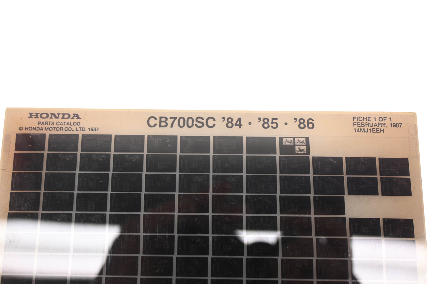 New OEM Honda 14MJ1EEH 1984-86 CB700SC Parts List Microfiche Rev:2/1987 NOS