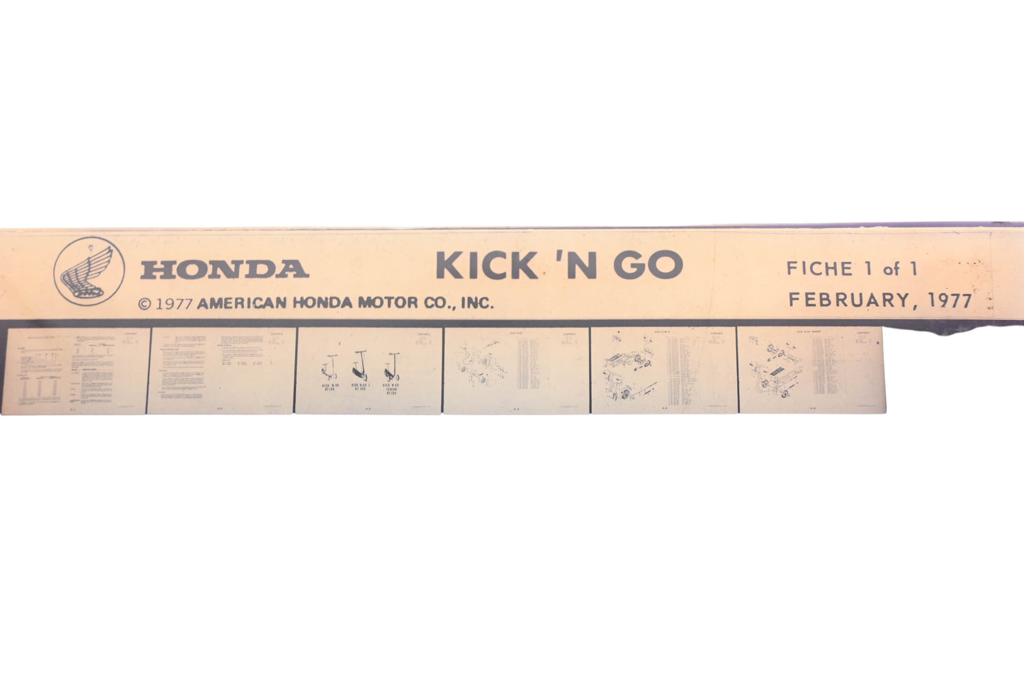 New OEM Honda XM005-144 Kick 'N Go Parts List Microfiche Rev:2/1977 NOS