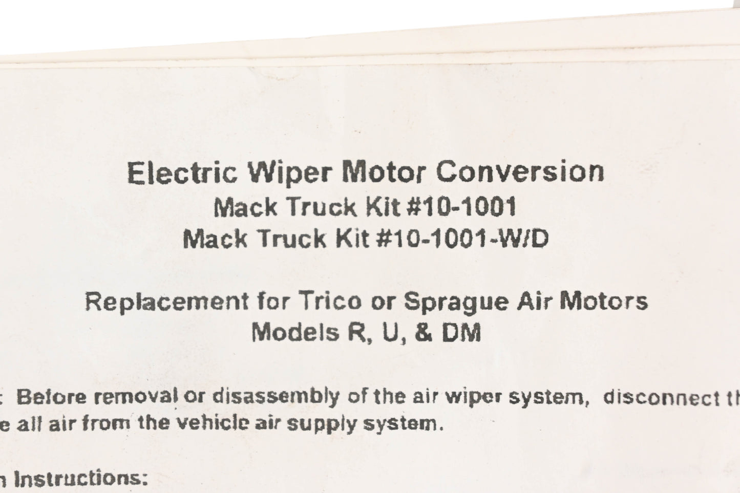 Mack 10-1001, 10-1001-W/D Electric Wiper Motor Conversion Kit NOS