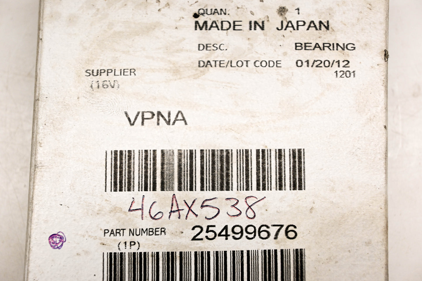 Koyo 25499676, 46AX538, 6912 Mack Bearing NOS