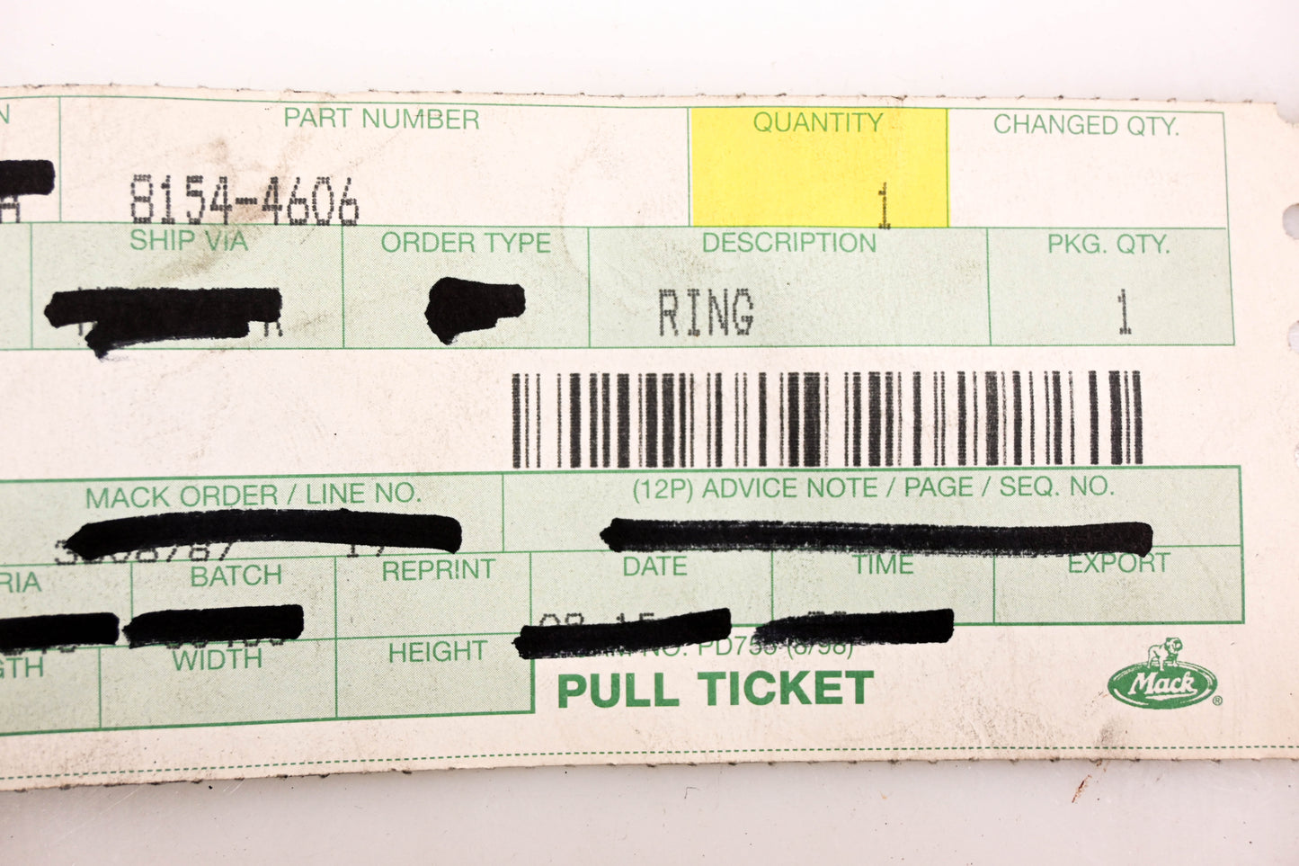 Mack 8154-4606 Retaining Ring NOS