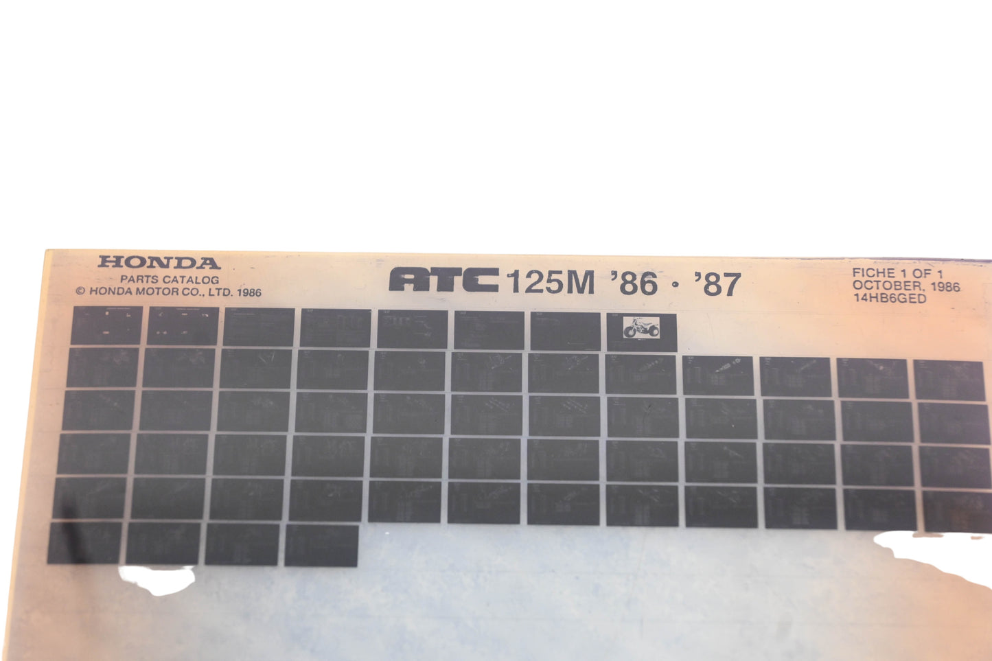 OEM Honda 14HB6GED 1986-87 ATC125M Parts List Microfiche Rev:10/1986
