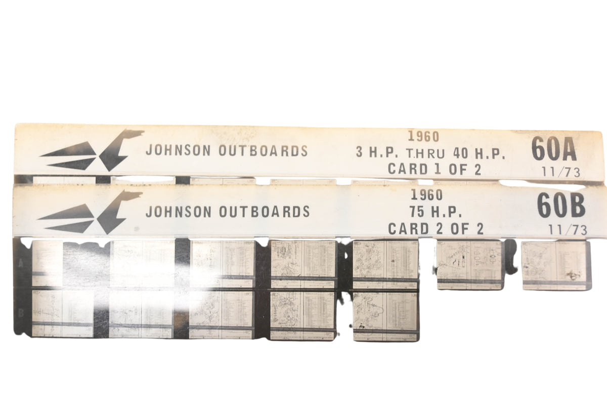 Johnson Outboard 60A, 60B 1960 3hp - 75hp Parts List Microfiches Rev:11/73