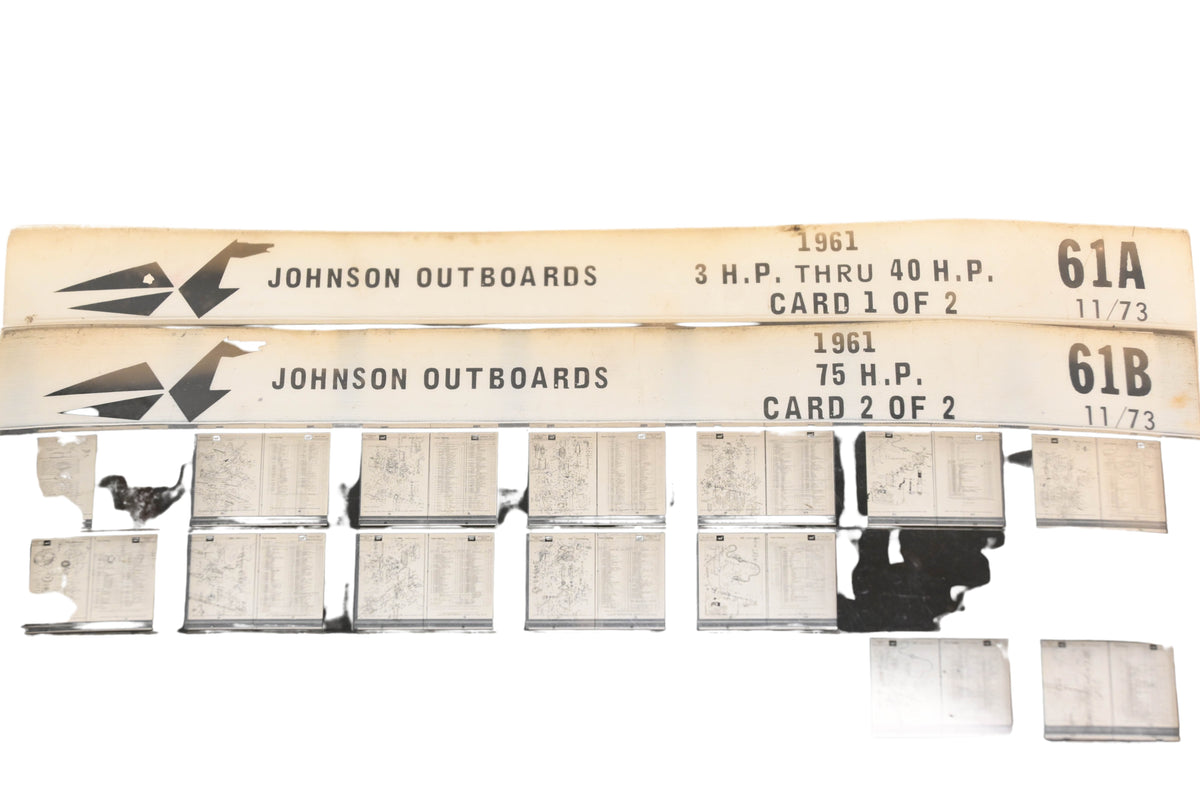 Johnson Outboard 61A, 61B 1961 3hp -75hp Parts List Microfiches Rev:11/1973