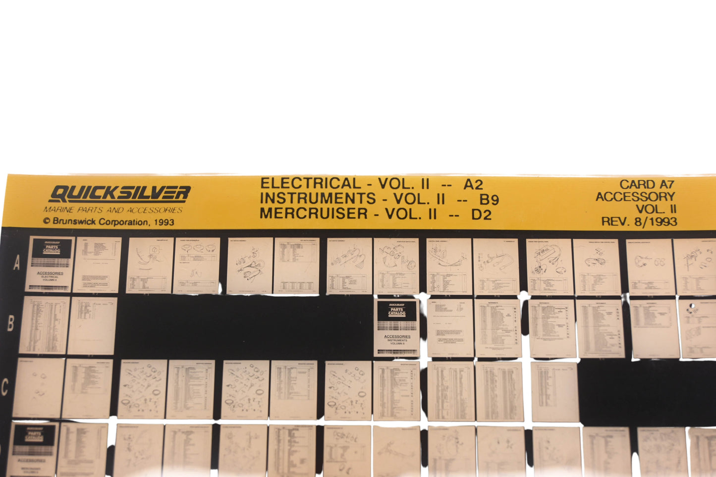 Quicksilver Card A7 Electrical-A2 Instruments-B9 Mercruiser-D2 Accessory Microfiche Rev:8/1993