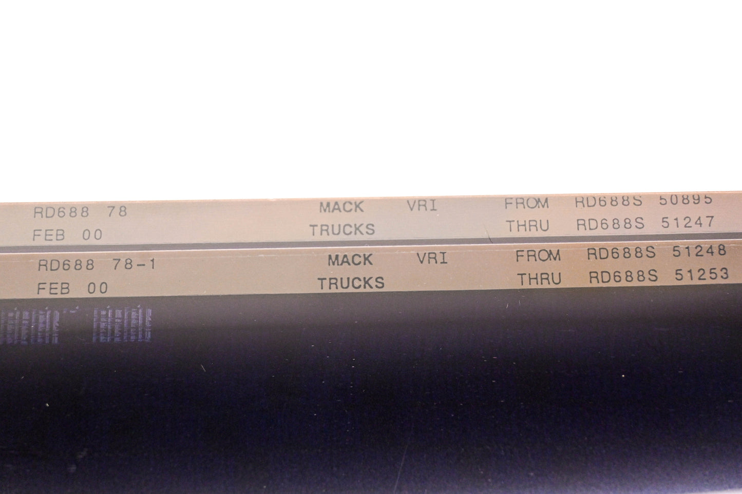 Mack RD688 78, RD688 78-1 RD688S50895 - RD688S51253 VRI Microfiche Lot of 2 NOS