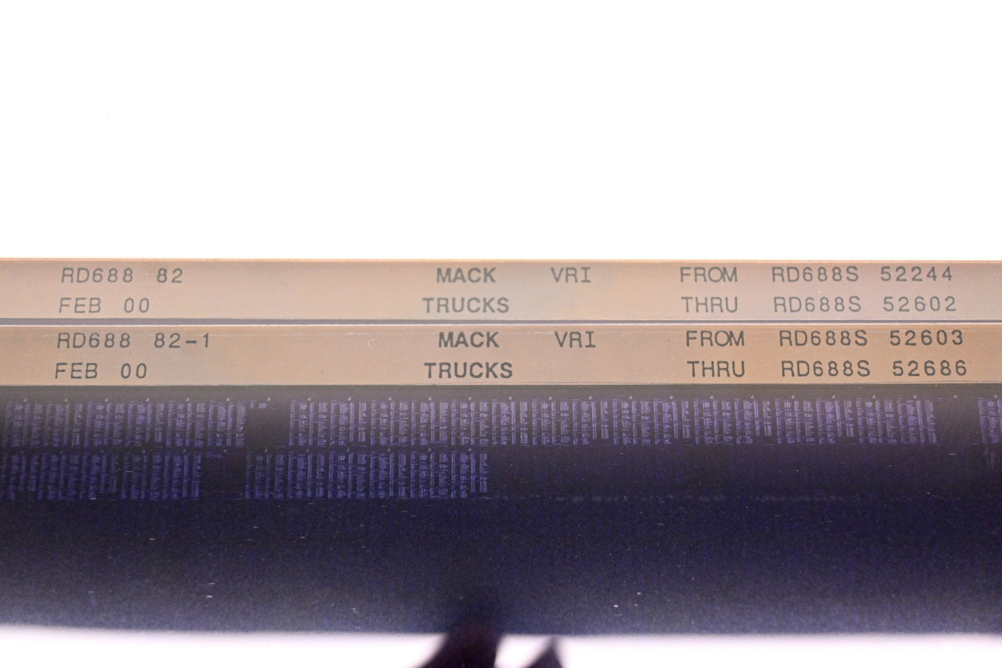 Mack RD688 82, RD688 82-1 RD688S52244 - RD688S52686 VRI Microfiche Lot of 2 NOS