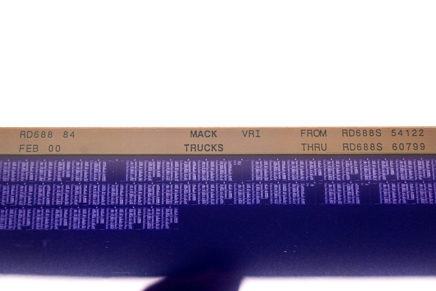 Mack RD688 84 RD688S54122 - RD688S60799 VRI Microfiche NOS