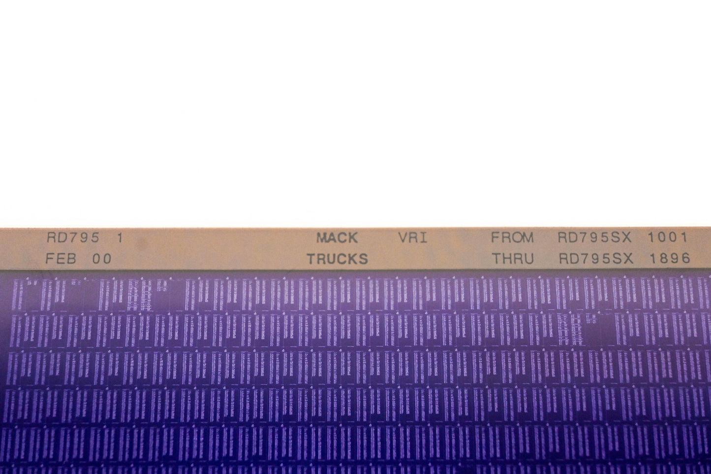 Mack RD795 1 RD795SX1001 - RD795SX1896 VRI Microfiche NOS