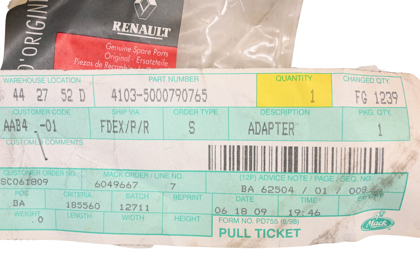 Mack 4103-5000790765, 5000790795 Renault Adapter Ring NOS