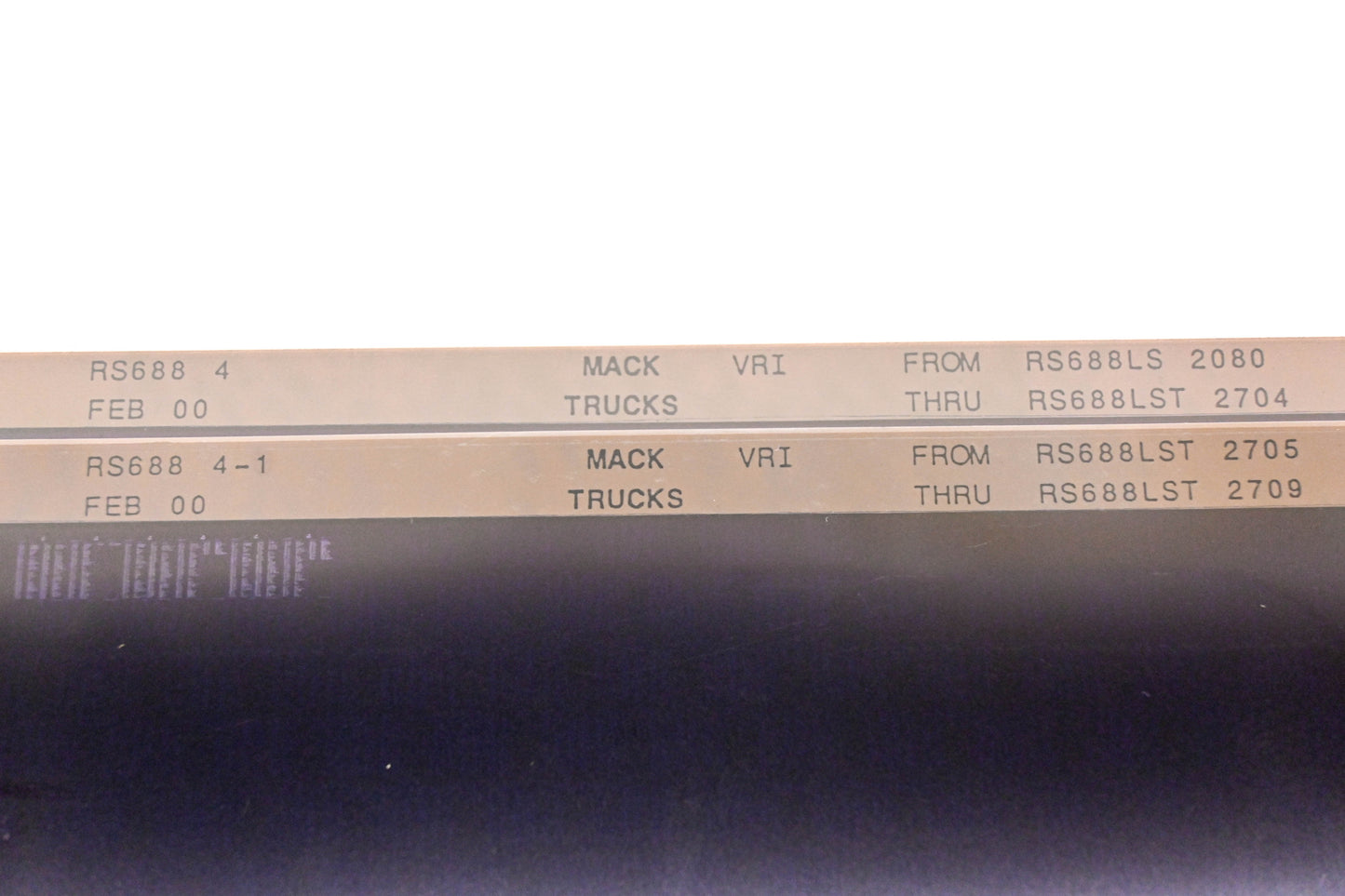 Mack RS688 4, RS688 4-1 RS688LS2080 - RS688LST2709 VRI Microfiche Lot of 2 NOS