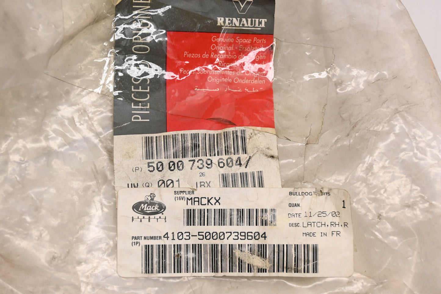 Mack 4103-5000739604, 5000739604 Renault Righthand Latch NOS