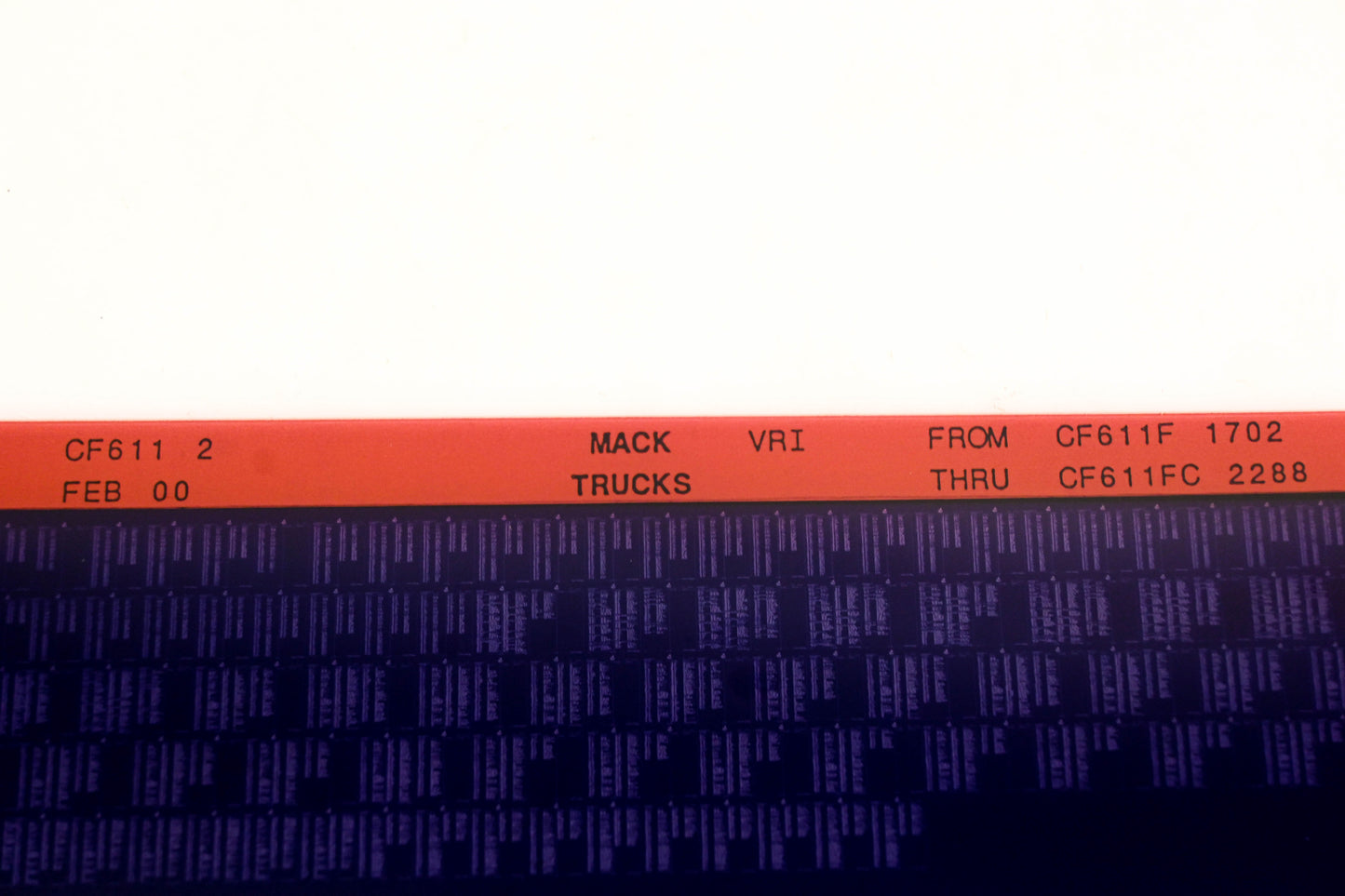 Mack CF611 2 CF611F1702 - CF611FC2288 VRI Microfiche NOS