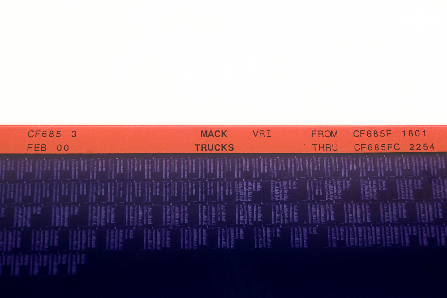 Mack CF685 3 CF685F1801 - CF685FC2254 VRI Microfiche NOS