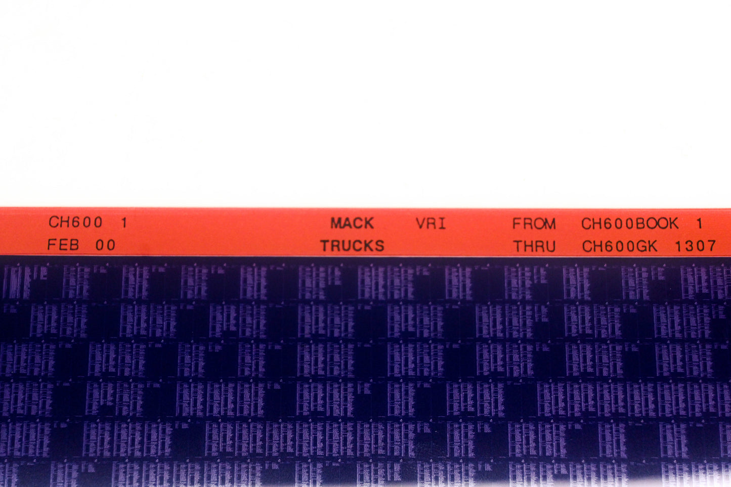 Mack CH600 1 CH600BOOK1 - CH600GK1307 VRI Microfiche NOS