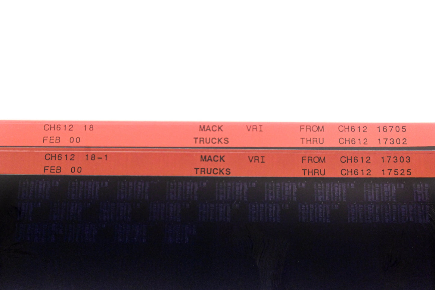 Mack CH612 18, CH612 18-1 CH61216705 - CH61217525 VRI Microfiche Lot of 2 NOS