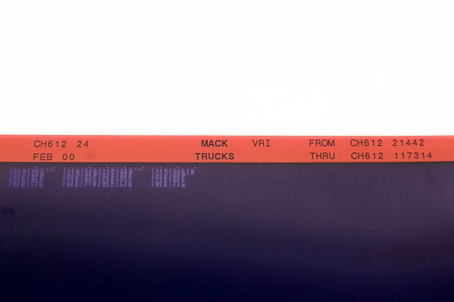 Mack CH612 24 CH61221442 - CH612117314 VRI Microfiche NOS