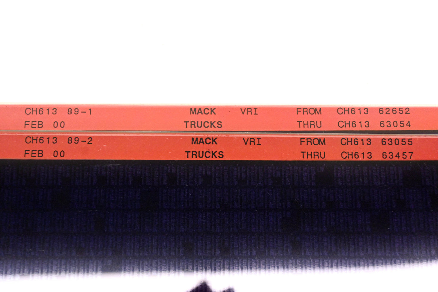 Mack CH613 89-1, CH613 89-2 CH61362652 - CH61363457 VRI Microfiche Lot of 2 NOS