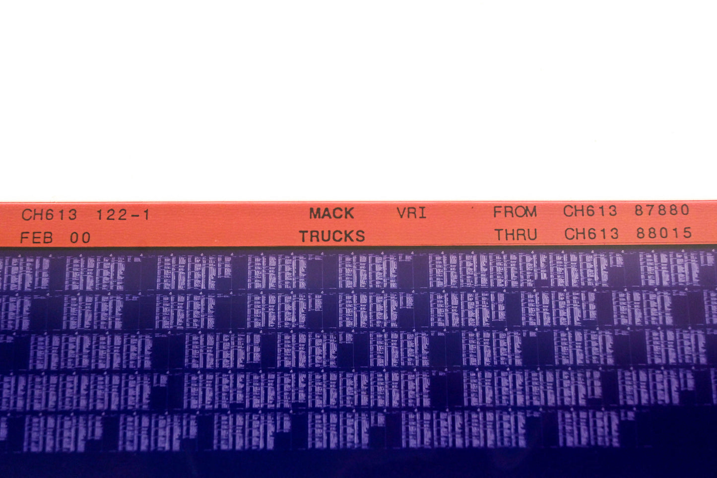 Mack CH613 122-1 CH6138780 - CH61388015 VRI Microfiche NOS