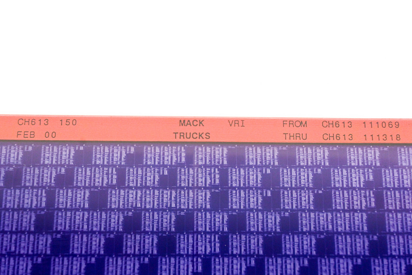 Mack CH613 150 CH613111069 - CH613111318 VRI Microfiche NOS