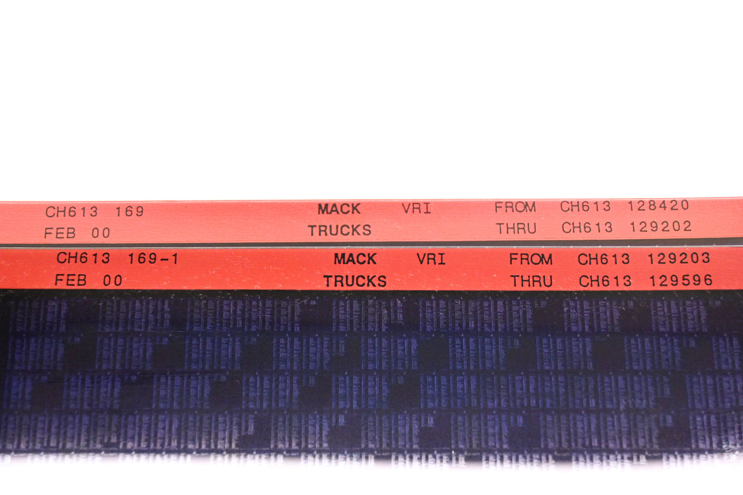 Mack CH613 169, CH613 169-1 CH613128420 - CH613129596 VRI Microfiche Lot of 2 NOS