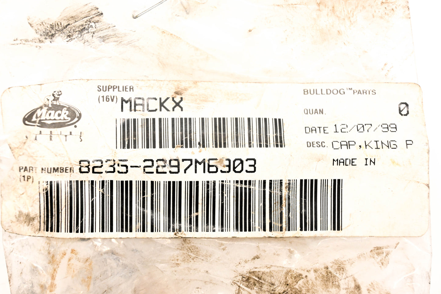Mack 8235-2297M6903 King Pin Cap NOS