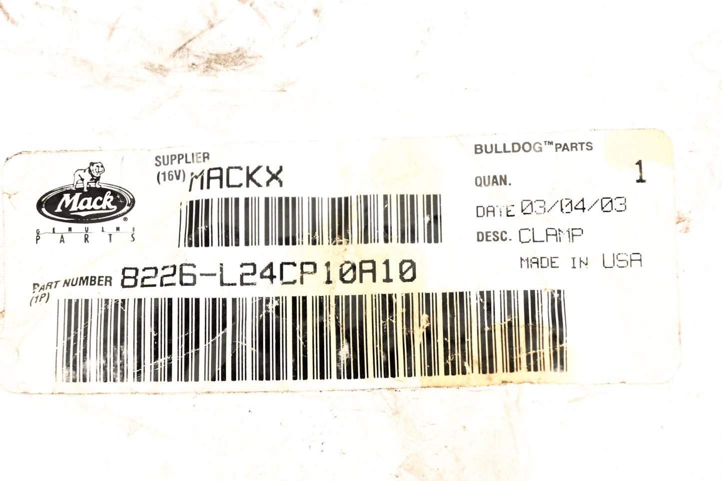 Mack 8226-L24CP10A10 Tube Clamp NOS