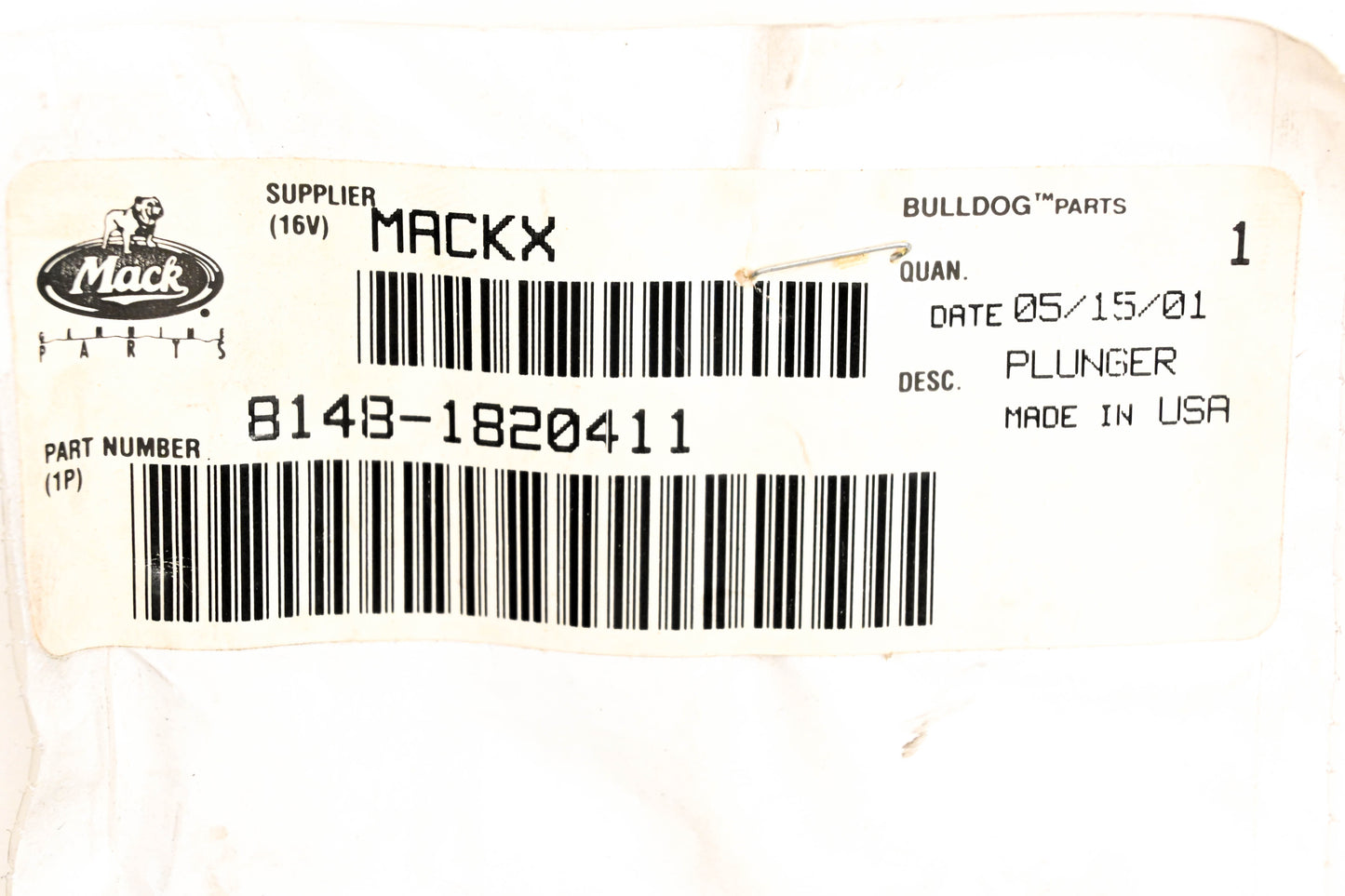 Mack 8148-1820411 Plunger NOS