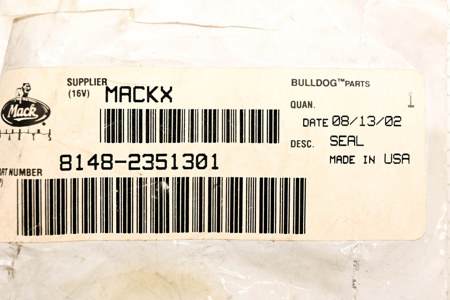 Mack 8148-2351301 Seal NOS