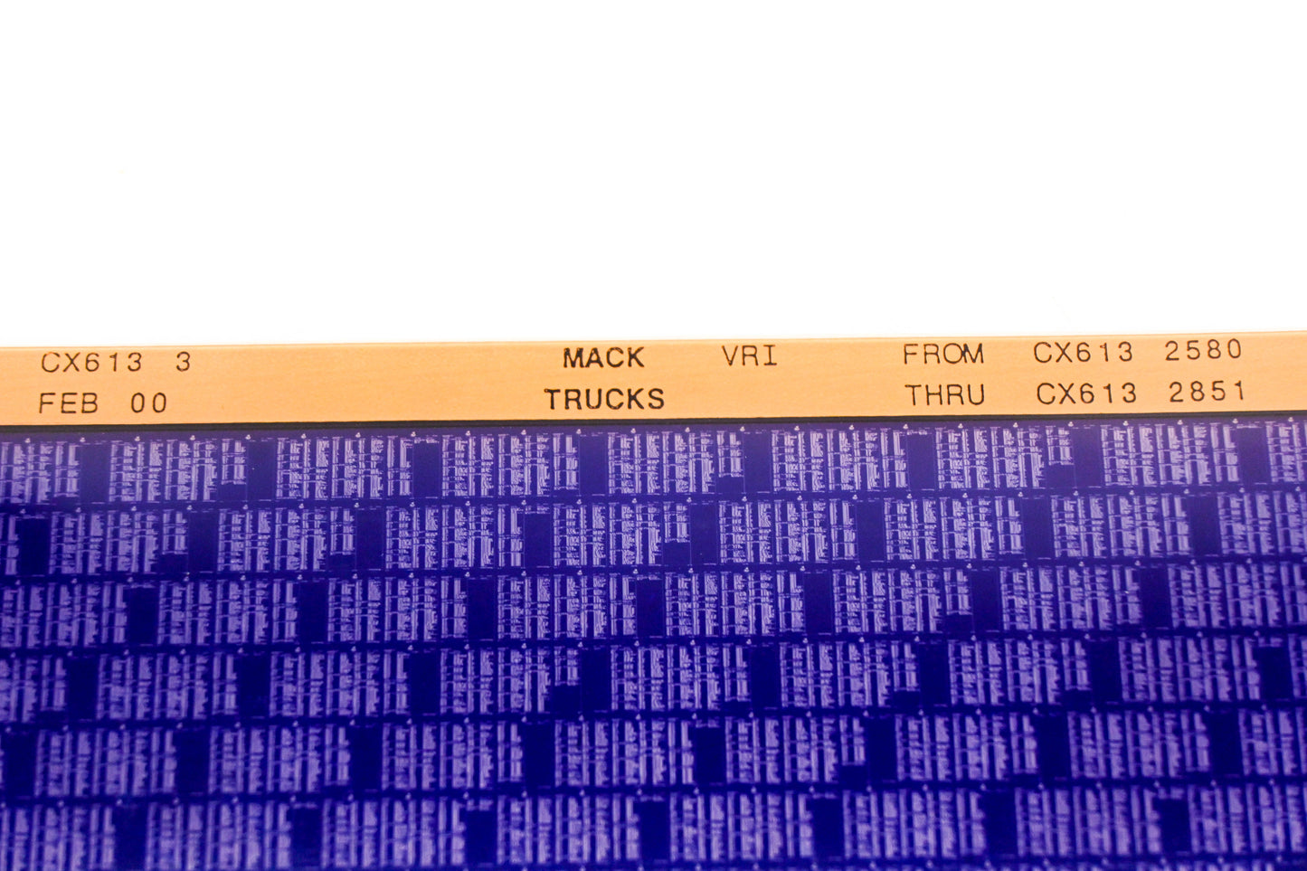 Mack CX613 3 CX6132580 - CX6132851 VRI Microfiche NOS