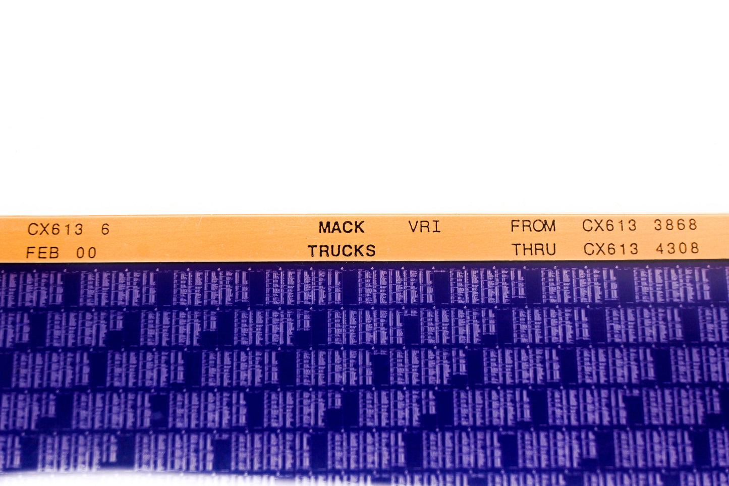 Mack CX613 6 CX6133868 - CX6134306 VRI Microfiche NOS