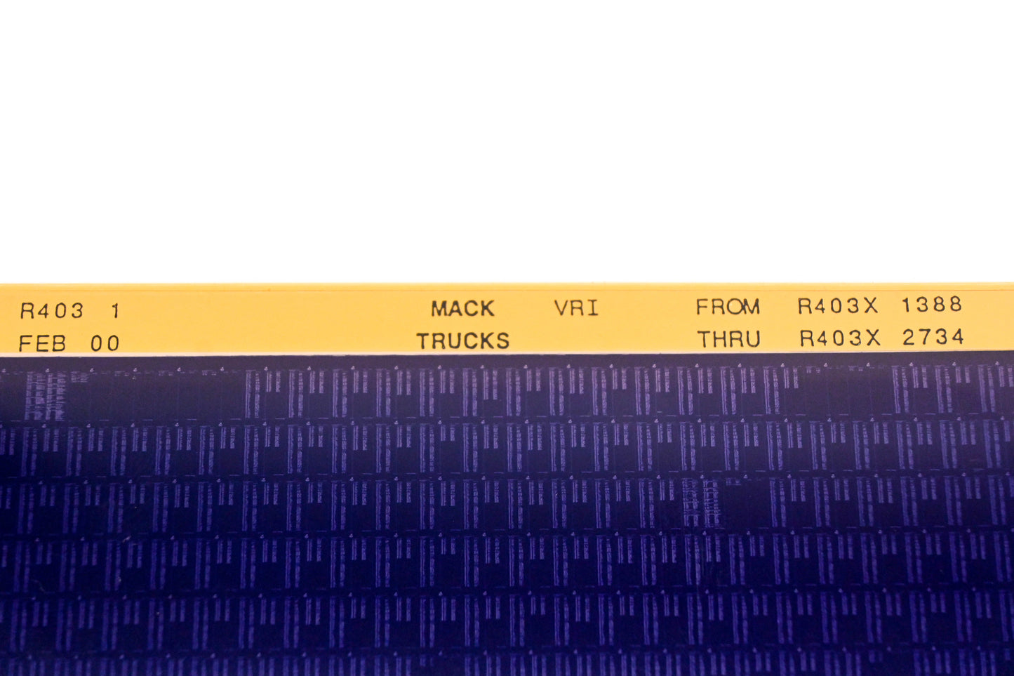 Mack R403 1 R403X1388 - R403X2734 VRI Microfiche NOS