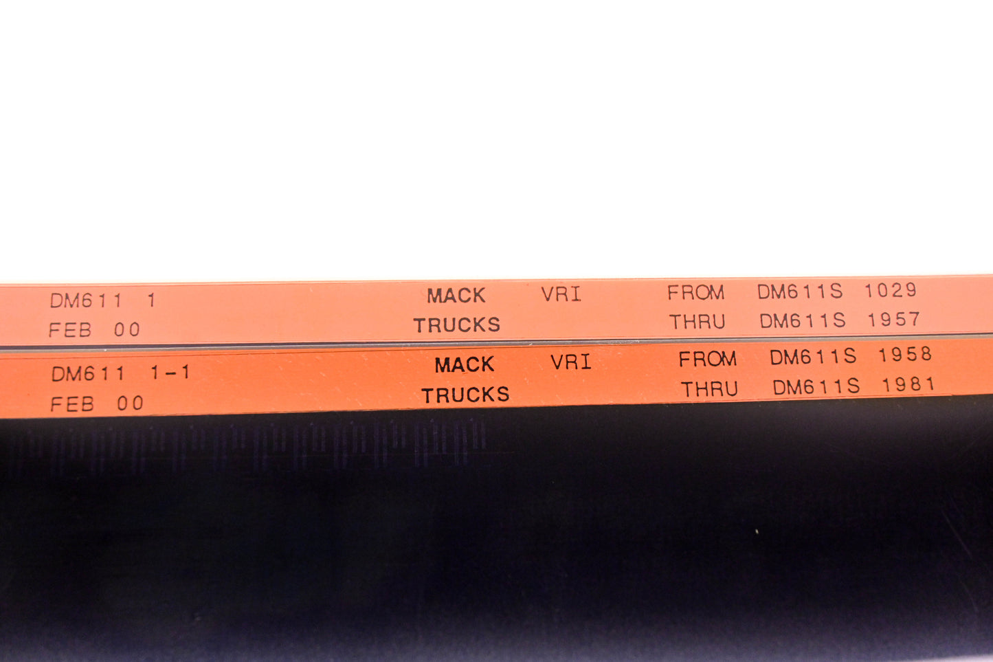 Mack DM611 1, DM611 1-1 DM611S1029 - DM611S1981 VRI Microfiche Lot of 2 NOS
