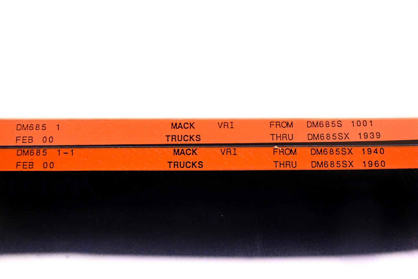 Mack DM685 1, DM685 1-1 DM685S1001 -DM685SX1960 VRI Microfiche Lot of 2 NOS