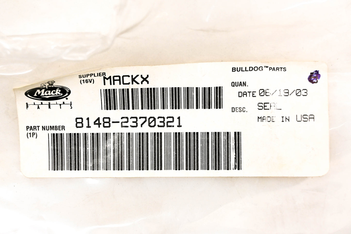 Mack 8148-2370321 Seal NOS