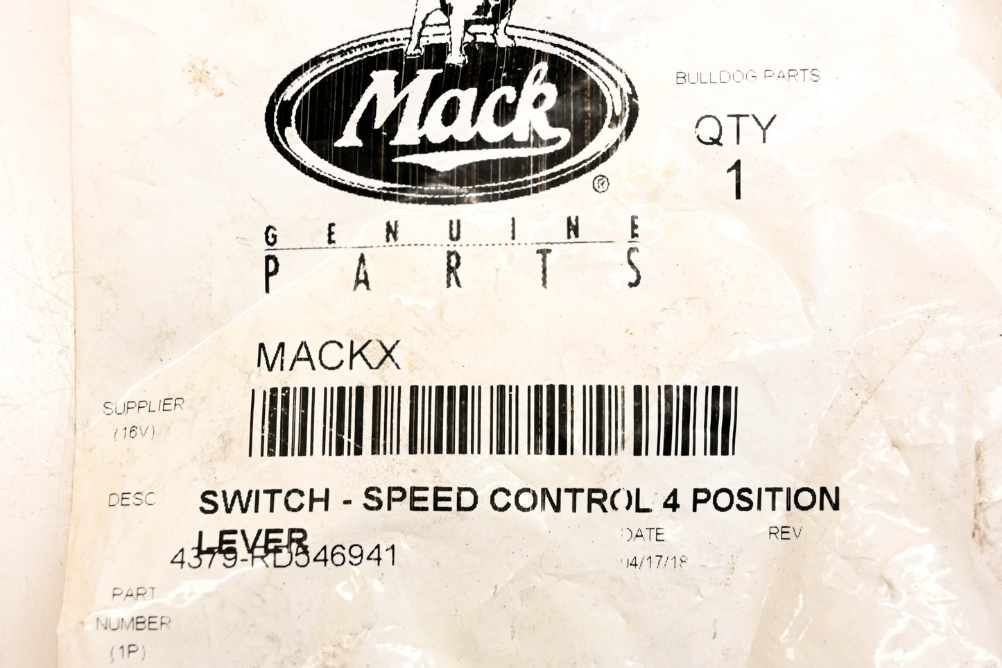 Mack 4379-RD546941 Four Position Speed Control Switch NOS