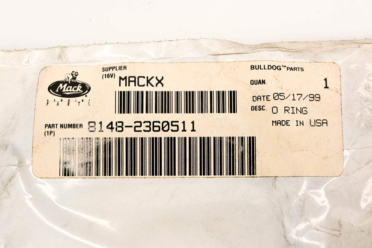 Mack 8148-2360511 O-Ring NOS