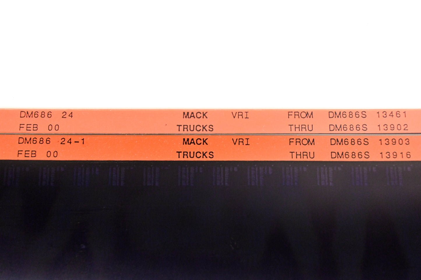 Mack DM686 24, DM686 24-1 DM686S13461 -DM686S13916 VRI Microfiche Lot of 2 NOS