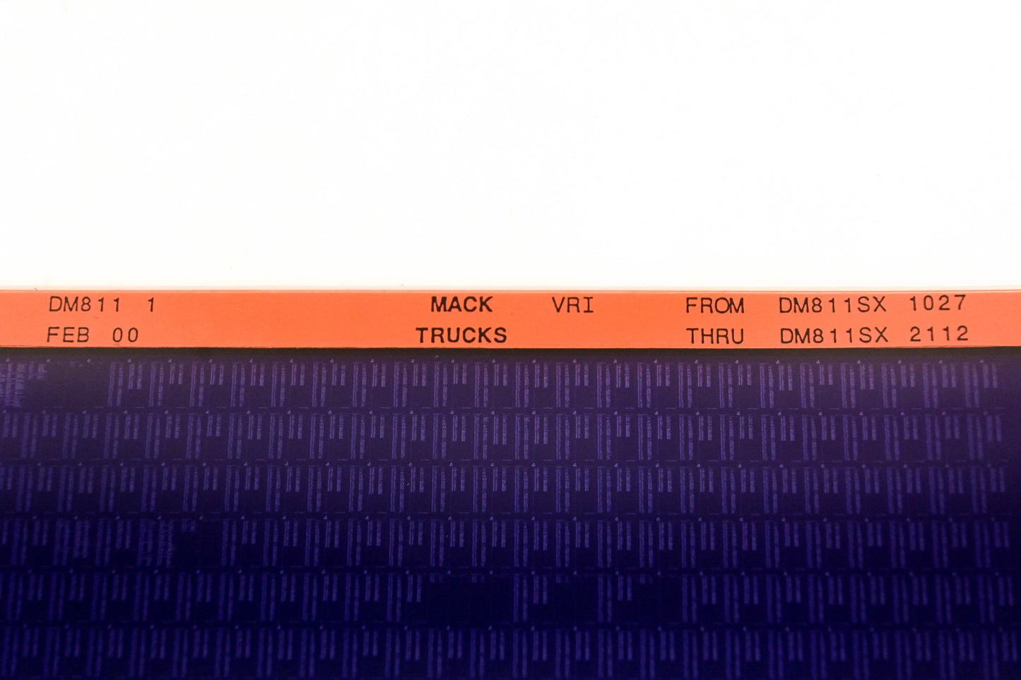Mack DM811 1 DM611SX1027 - DM811SX2112 VRI Microfiche NOS