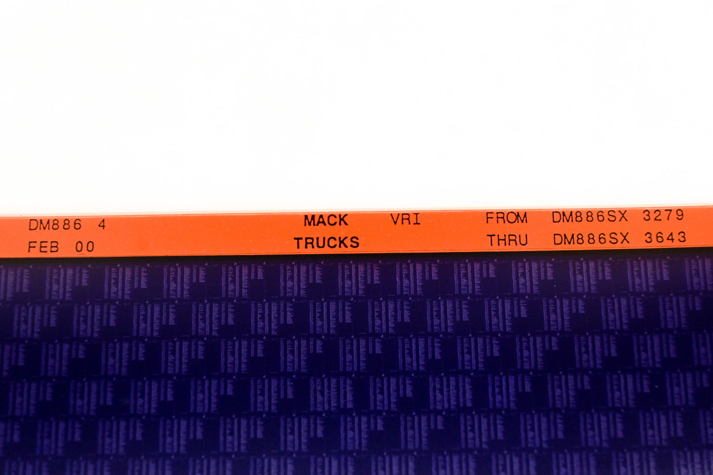Mack DM866 4 DM886SX3279 - DM886SX3643 VRI Microfiche NOS