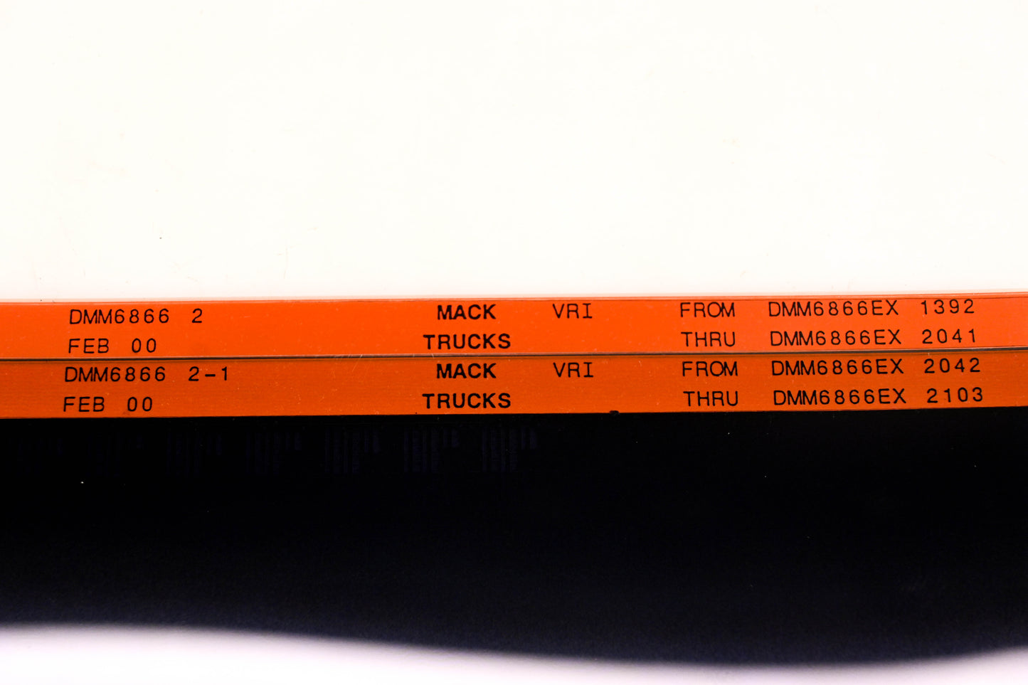 Mack DMM6866 2, DMM6866 2-1 DMM6866EX 1392 - DMM6886EX2103 VRI Microfiche Lot of 2 NOS