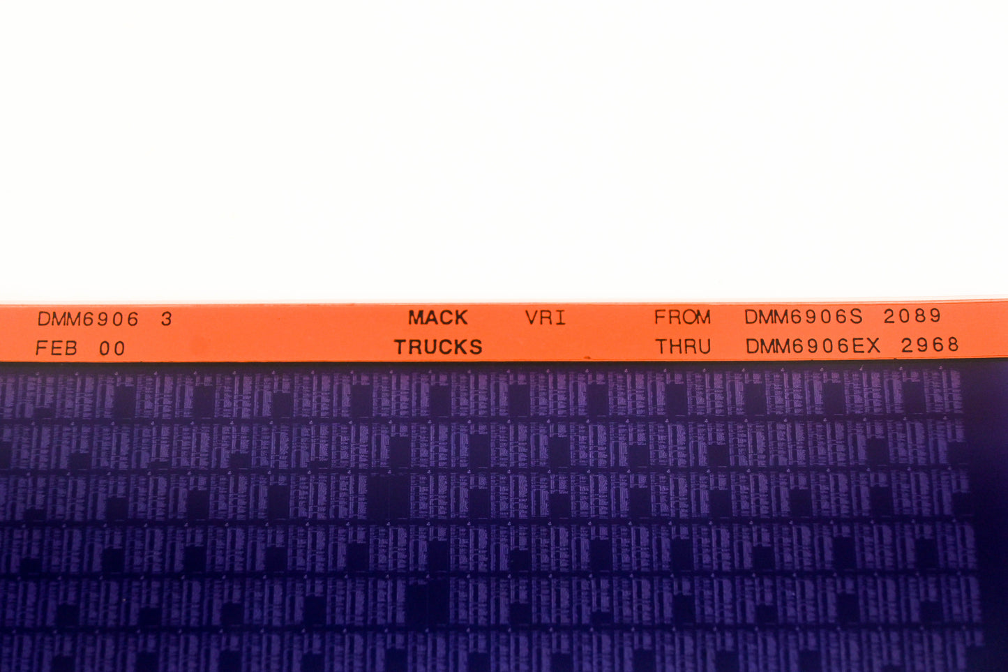 Mack DMM6906 3 DMM6906S2089 - DMM6906EX2968 VRI Microfiche NOS