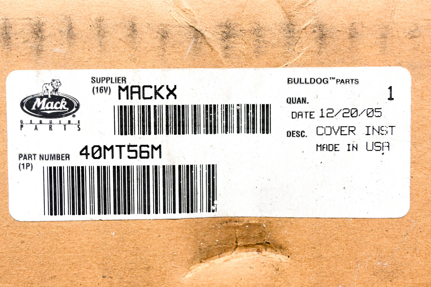 Mack 40MT56M Armrest Cover NOS