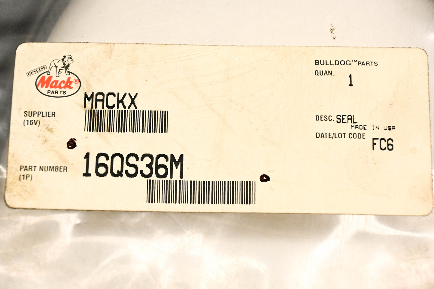 Mack 16QS36M Rubber Seal Strip NOS