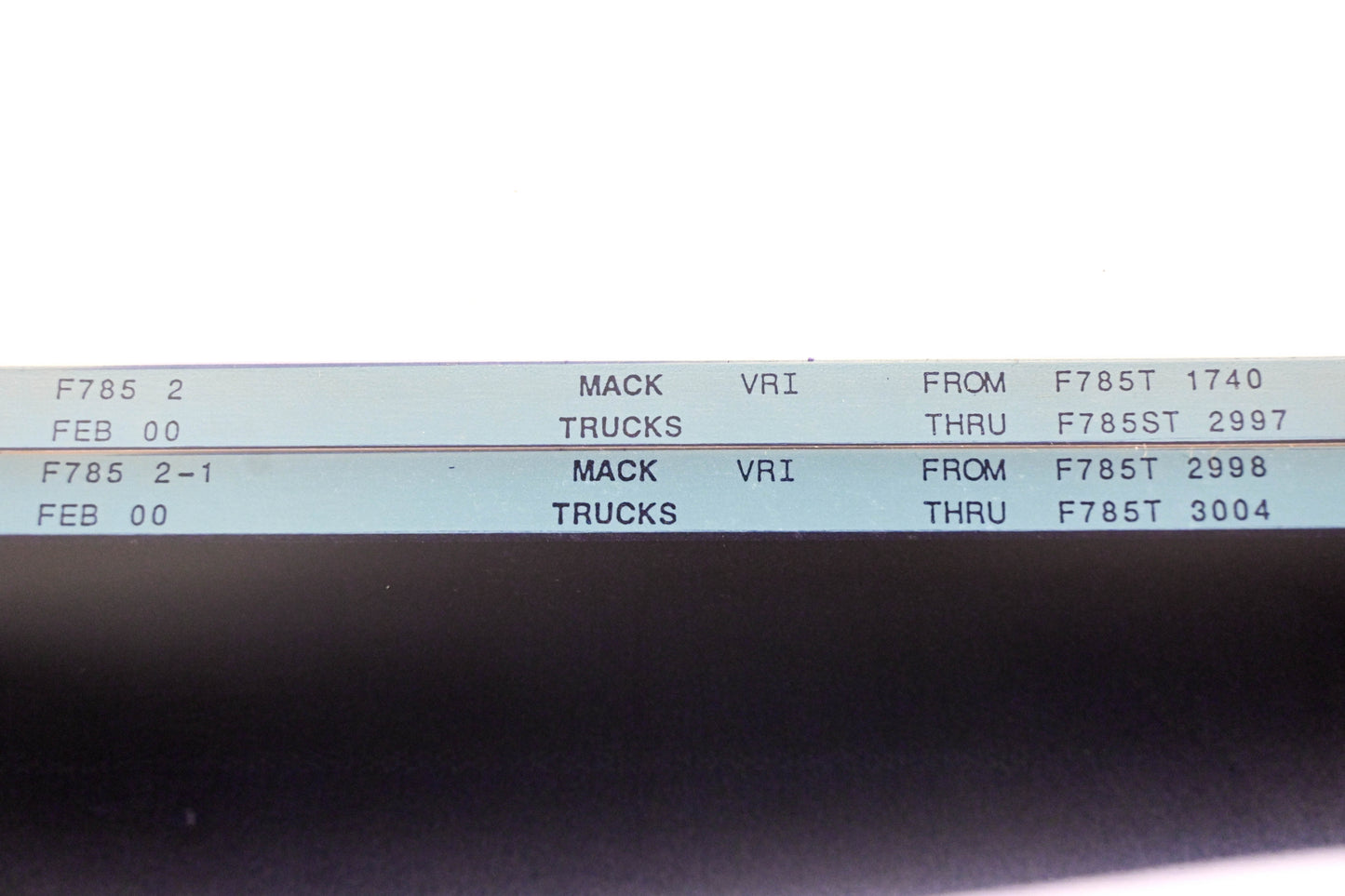 Mack F785 2, F785 2-1 F785T1740 -F758T3004 VRI Microfiche Lot of 2 NOS