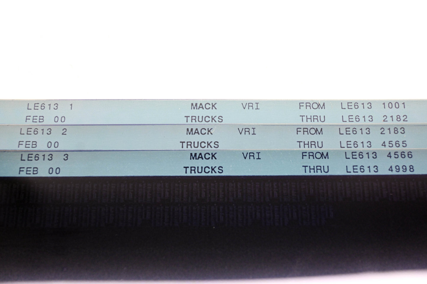 Mack LE613 1, LE613 2, LE613 3 LE6131001 -LE6134998 VRI Microfiche Lot of 3 NOS