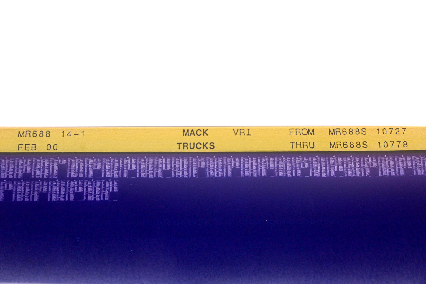 Mack MR688 14-1 MR688S10727 - MR688S10778 VRI Microfiche NOS