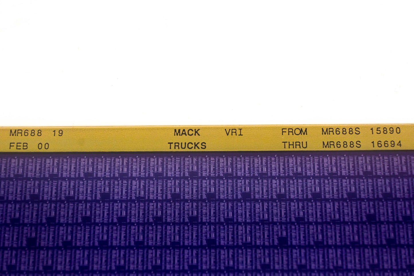 Mack MR688 19 MR688S15890 -MR688S16694 VRI Microfiche NOS